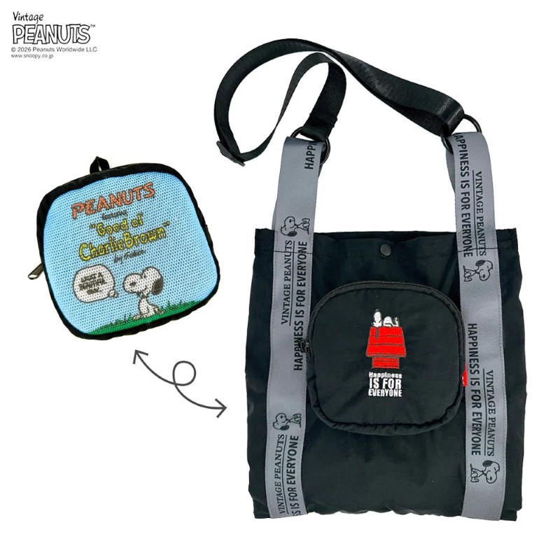 ROOTOTE PEANUTS IP.ルーショッパーミッド.ピーナッツ-1/BK